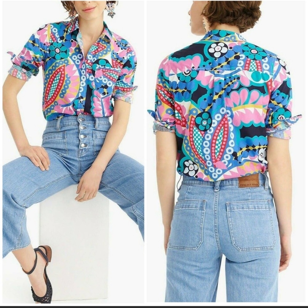 J. Crew Vibrant Printed Boy Shirt Ratti Kaleidoscrope Size 4